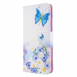 Lærdeksel Til Xiaomi Mi Note 10 / 10 Pro Malede Sommerfugler Og Blomster