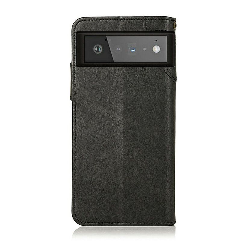 Lærdeksel Til Google Pixel 6 Faux Skinnknapp Khazneh
