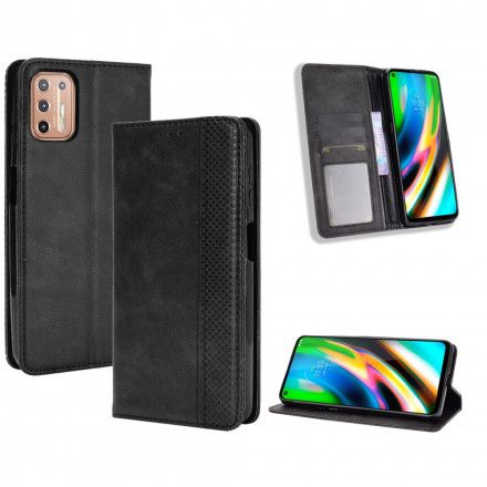 Beskyttelse Deksel Til Moto G9 Plus Folio Deksel Stylet Vintage Skinneffekt