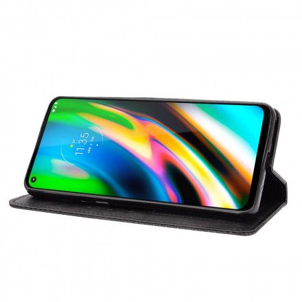 Beskyttelse Deksel Til Moto G9 Plus Folio Deksel Stylet Vintage Skinneffekt