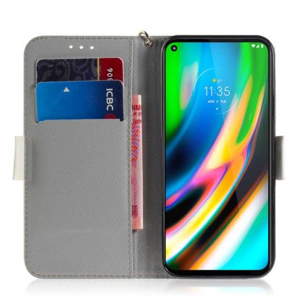 Folio Deksel Til Moto G9 Plus Med Kjede Thong Blomstergren