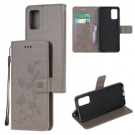 Folio Deksel Til Moto G9 Plus Med Kjede Thong Sommerfugler Og Blomster