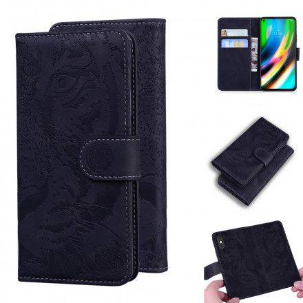 Folio Deksel Til Moto G9 Plus Tiger Face Print