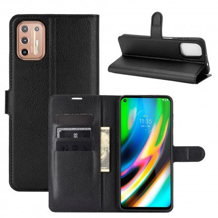 Lærdeksel Til Moto G9 Plus Klassisk Litchieffekt