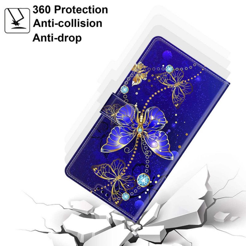 Folio Deksel Til Samsung Galaxy M23 5G Med Kjede Thong Butterflies Fan