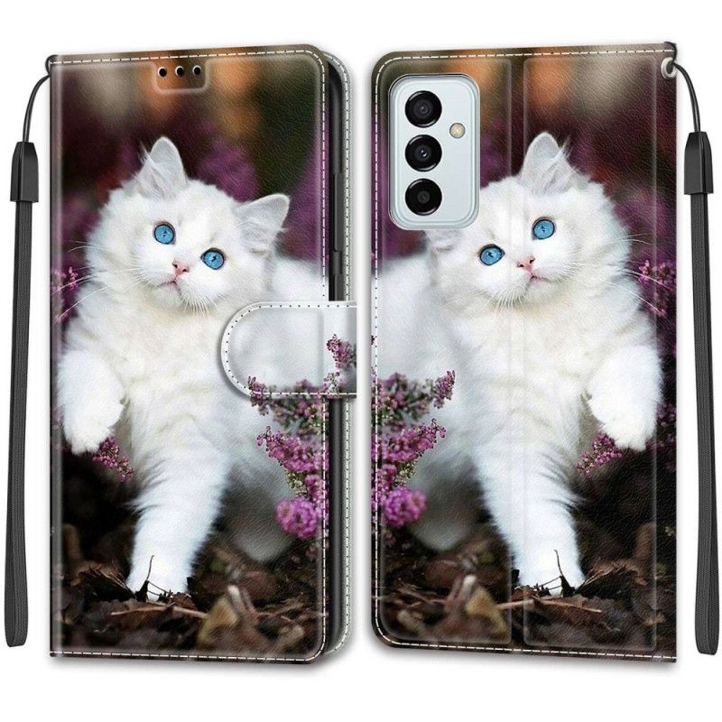 Folio Deksel Til Samsung Galaxy M23 5G Med Kjede Thong Cat Fan
