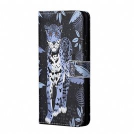 Folio Deksel Til Samsung Galaxy M23 5G Med Kjede Thong Leopard