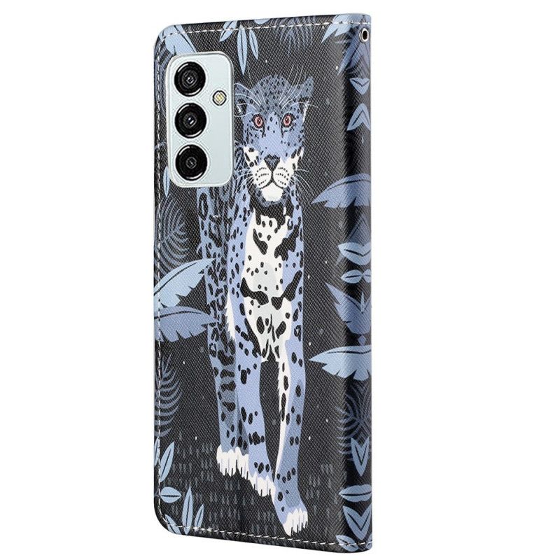 Folio Deksel Til Samsung Galaxy M23 5G Med Kjede Thong Leopard