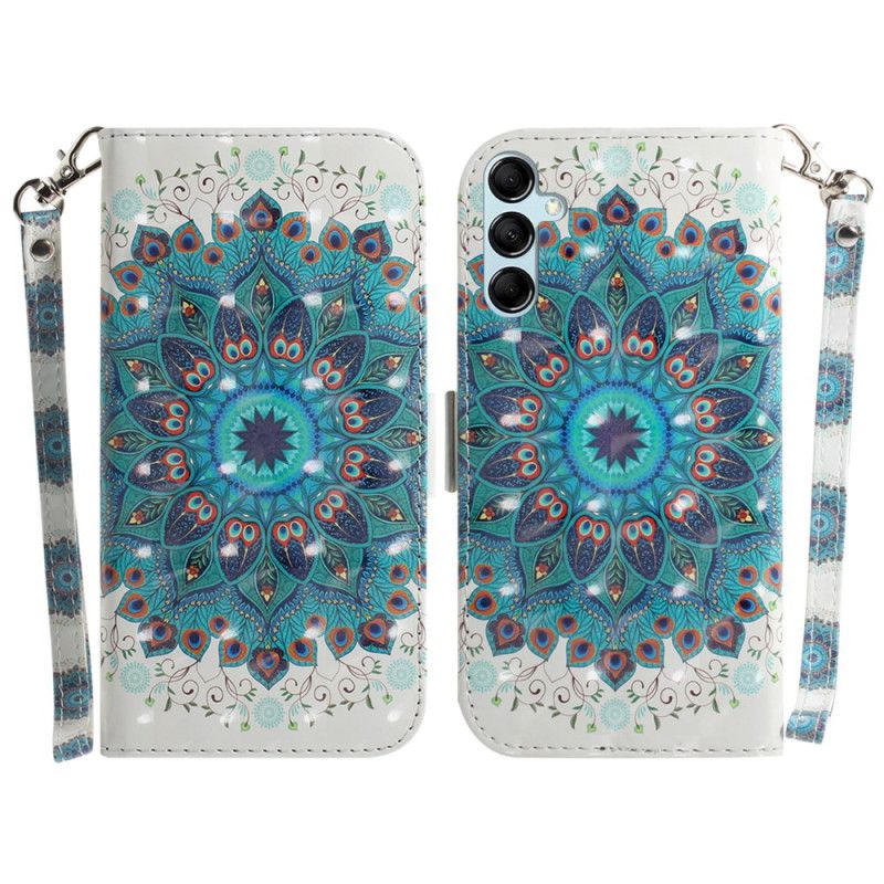 Folio Deksel Samsung Galaxy A15 Grønn Mandala Med Stropp Beskyttelse Deksel