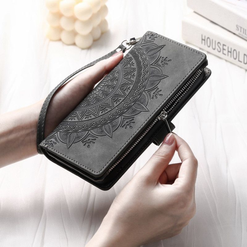 Folio Deksel Til Samsung Galaxy A15 Mandala Print Lommebok Med Stropp