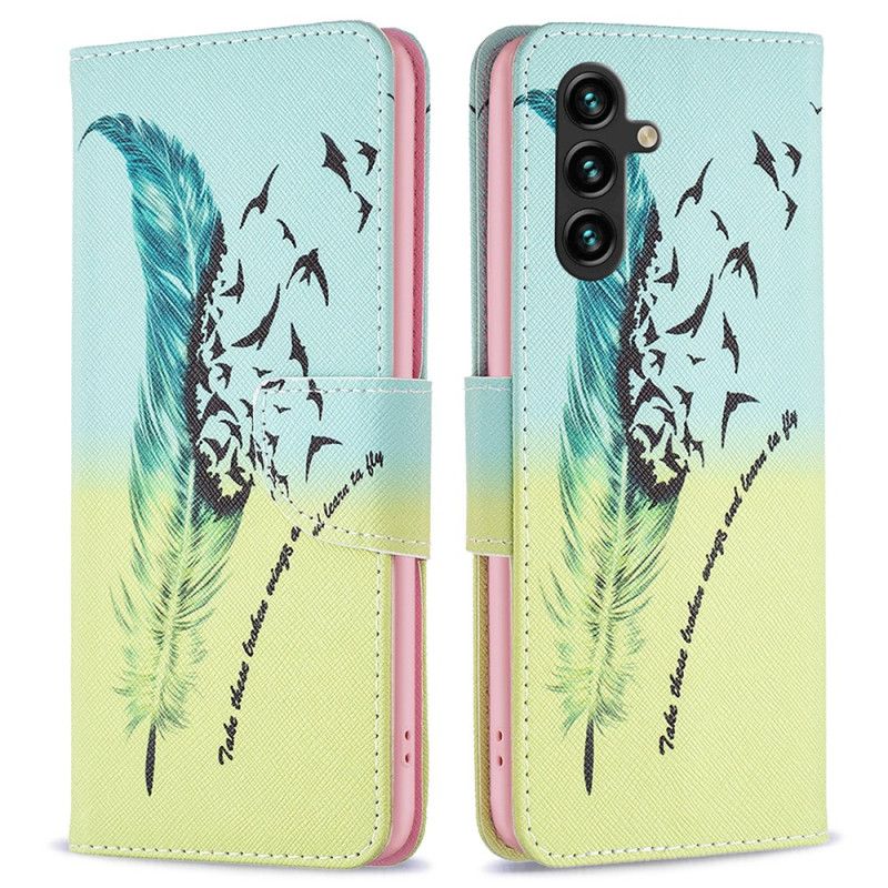 Lærdeksel Folio Deksel Samsung Galaxy A15 Fjær Og Fugler