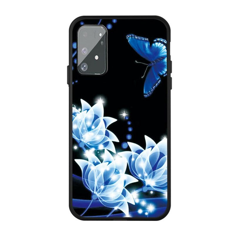 Deksel Til Samsung Galaxy S10 Lite Sommerfugl Og Blå Blomster