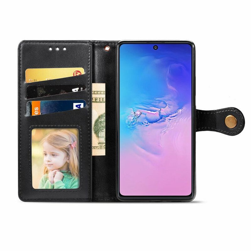 Folio Deksel Til Samsung Galaxy S10 Lite Faux Skinn Og Vintage Lås