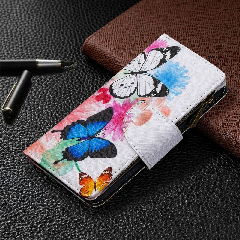 Folio Deksel Til Samsung Galaxy S10 Lite Lomme Med Glidelås For Sommerfugler