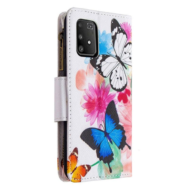 Folio Deksel Til Samsung Galaxy S10 Lite Lomme Med Glidelås For Sommerfugler