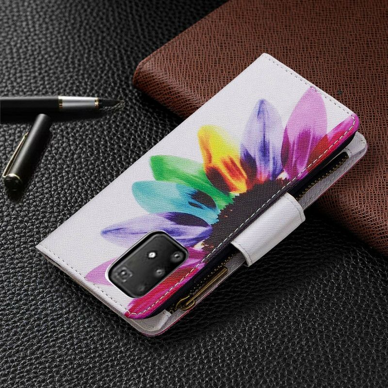 Lærdeksel Til Samsung Galaxy S10 Lite Blomsterlomme Med Glidelås