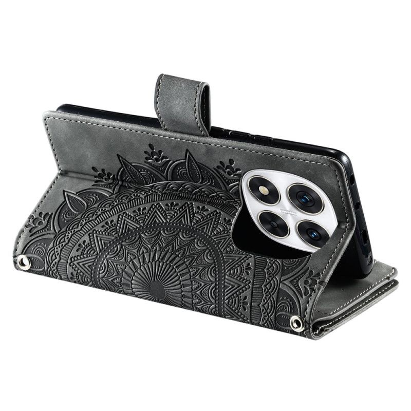 Etui Til Xiaomi Redmi Note 14 Pro Plus 5g Lommebok Med Mandala-effekt I Semsket Skinn