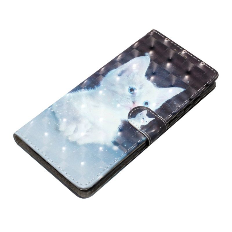 Folio Deksel Til Xiaomi Redmi Note 14 Pro Plus 5g Hvit 3d-katt