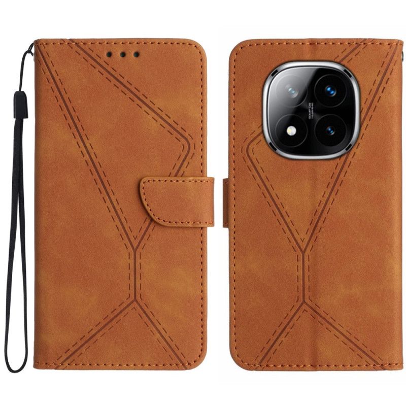 Folio Deksel Til Xiaomi Redmi Note 14 Pro Plus 5g Linjer Og Streker Med Stropp