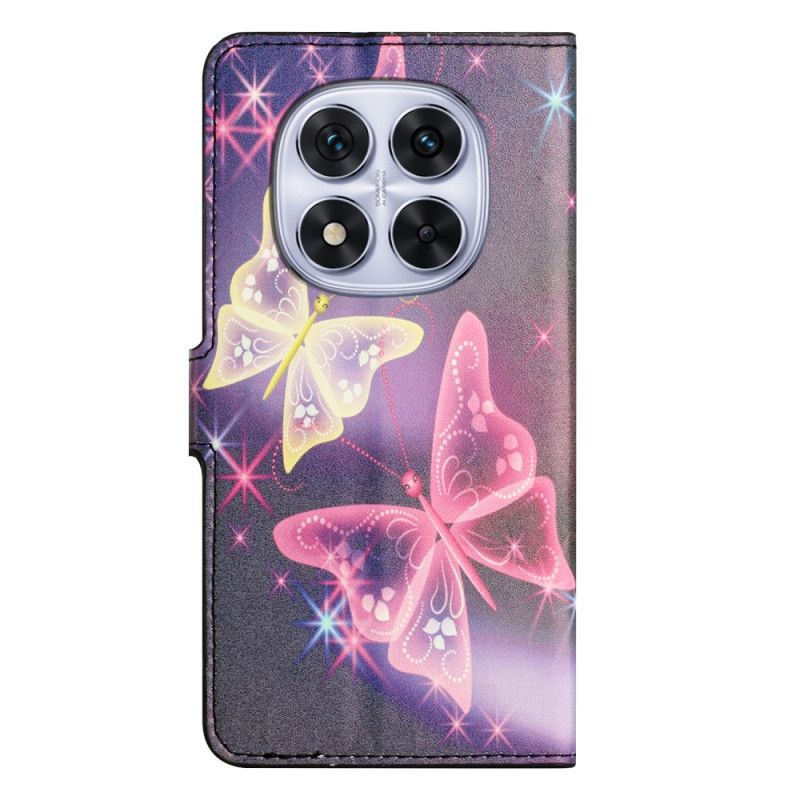 Folio Deksel Xiaomi Redmi Note 14 Pro Plus 5g Glitrende Sommerfugler Beskyttelse Deksel