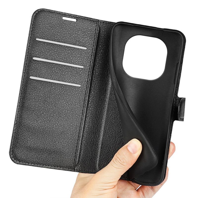 Folio Deksel Xiaomi Redmi Note 14 Pro Plus 5g Klassisk Litchi-imitasjonskinn Beskyttelse Deksel