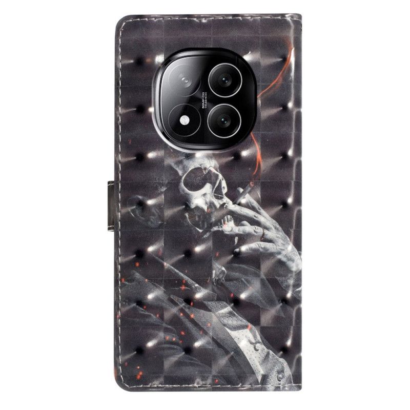 Folio Deksel Xiaomi Redmi Note 14 Pro Plus 5g Røykende 3d-skjelett Beskyttelse Deksel