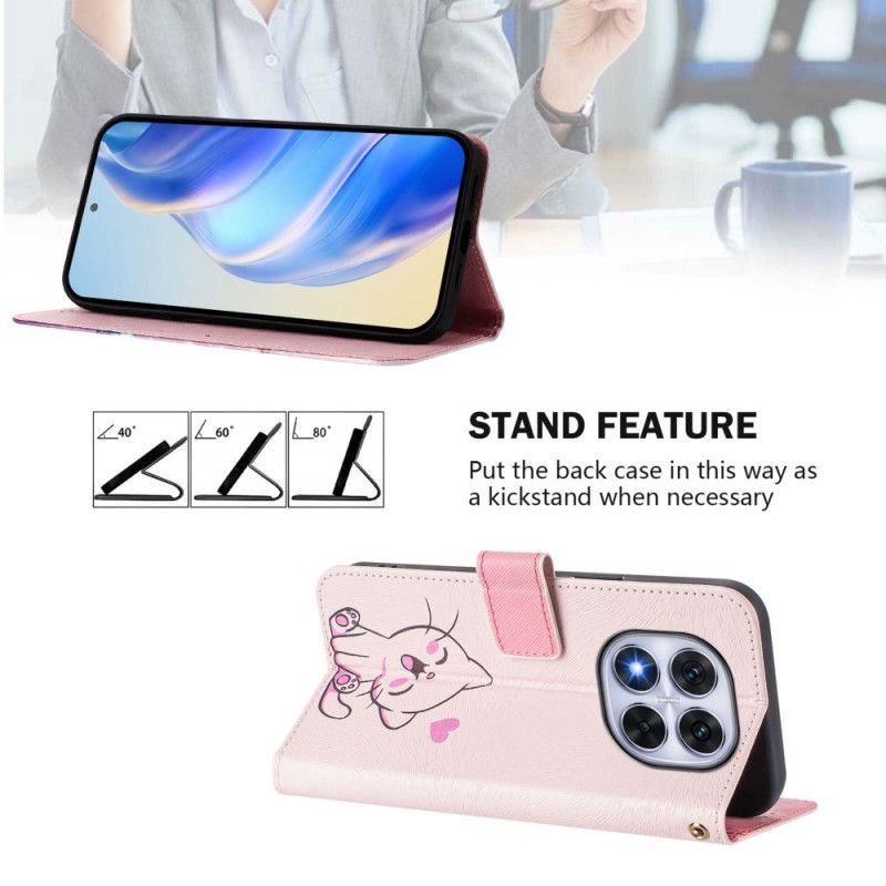 Folio Deksel Xiaomi Redmi Note 14 Pro Plus 5g Søtt Kattemønster