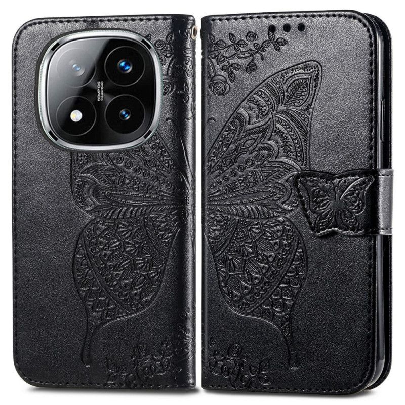 Lærdeksel Folio Deksel Xiaomi Redmi Note 14 Pro Plus 5g Barokk Sommerfugl