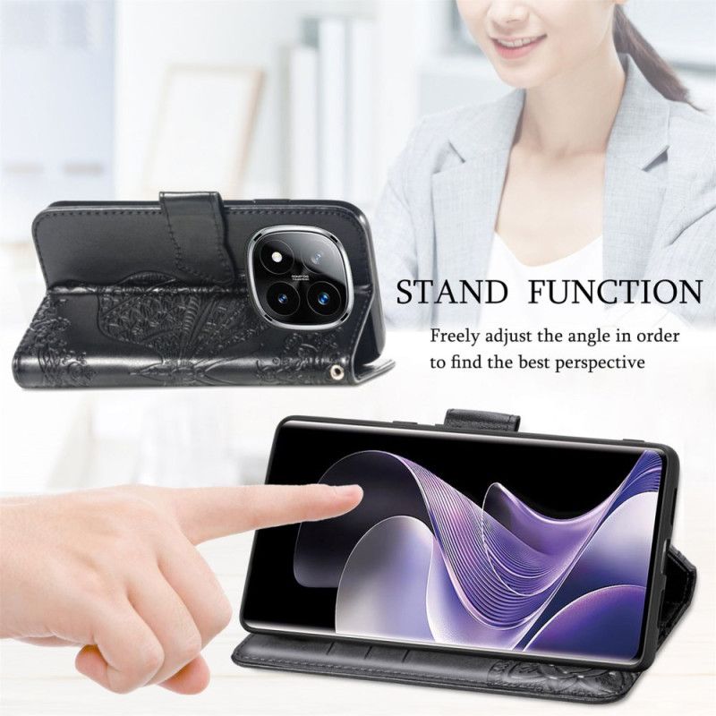 Lærdeksel Folio Deksel Xiaomi Redmi Note 14 Pro Plus 5g Barokk Sommerfugl