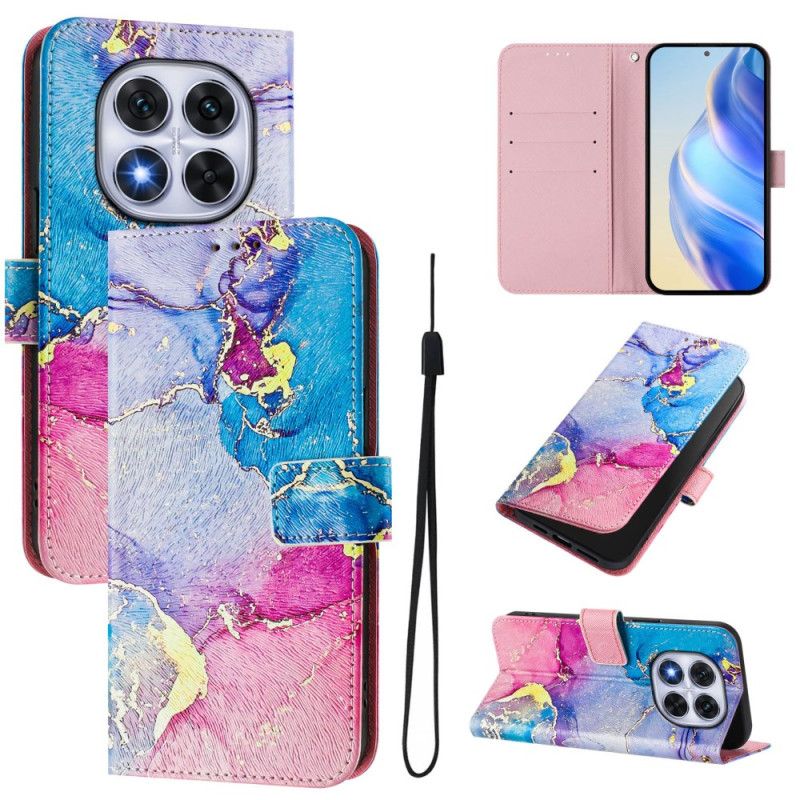 Lærdeksel Folio Deksel Xiaomi Redmi Note 14 Pro Plus 5g Flerfarget Marmormønster