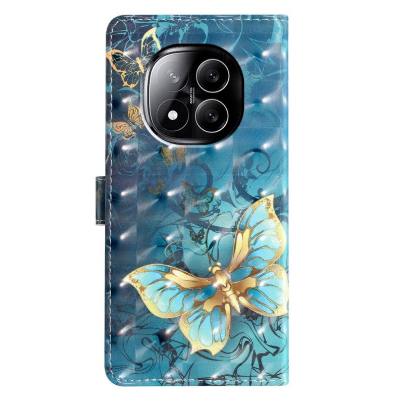 Lærdeksel Folio Deksel Xiaomi Redmi Note 14 Pro Plus 5g Mobildeksel 3d Sommerfugler