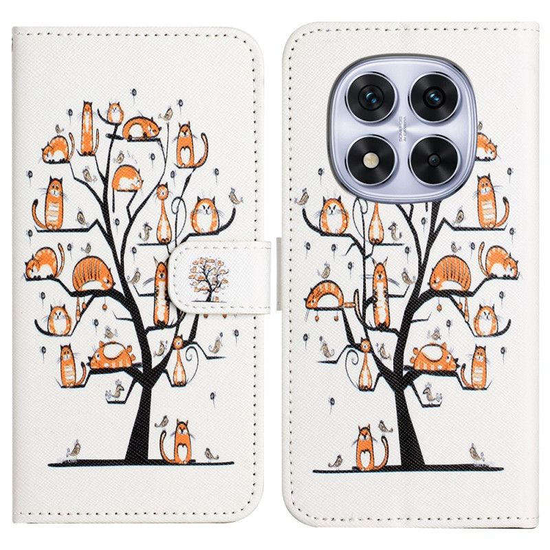 Lærdeksel Folio Deksel Xiaomi Redmi Note 14 Pro Plus 5g Mobildeksel Katt I Treet