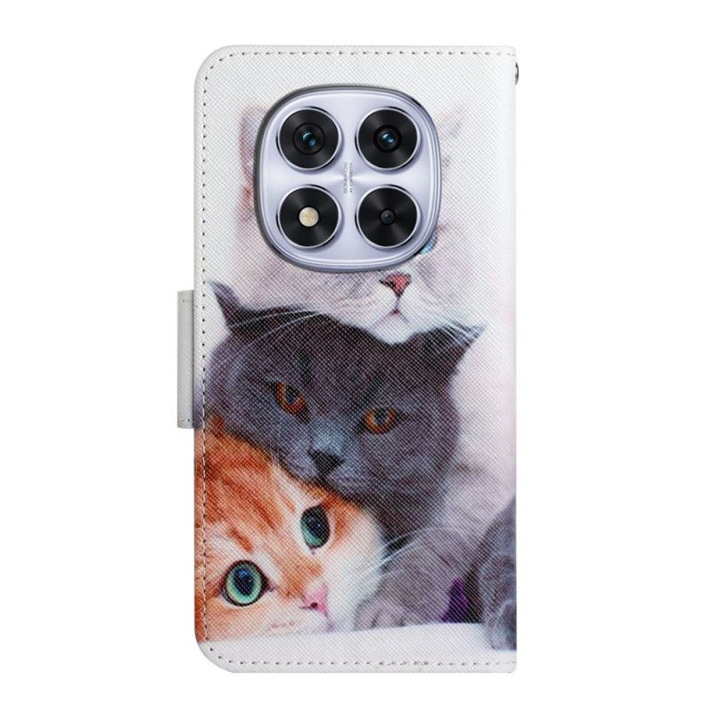 Lærdeksel Folio Deksel Xiaomi Redmi Note 14 Pro Plus 5g Mobildeksel Tre Katter