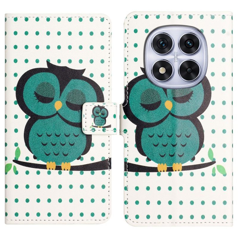 Lærdeksel Folio Deksel Xiaomi Redmi Note 14 Pro Plus 5g Sovende Ugle