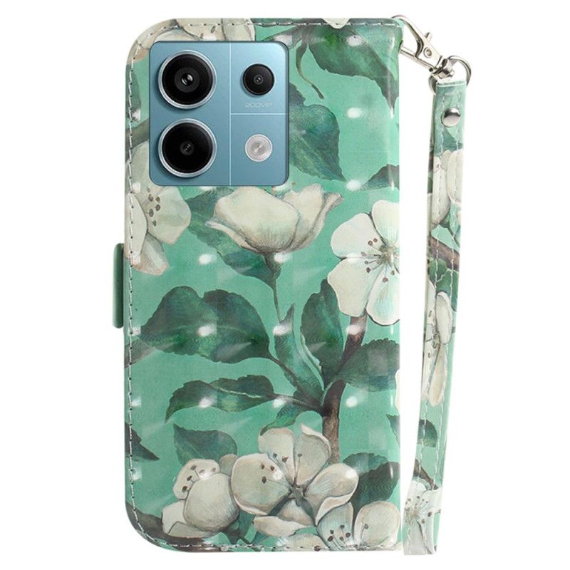 Folio Deksel Til Poco X6 5g Akvarellblomster Med Stropp