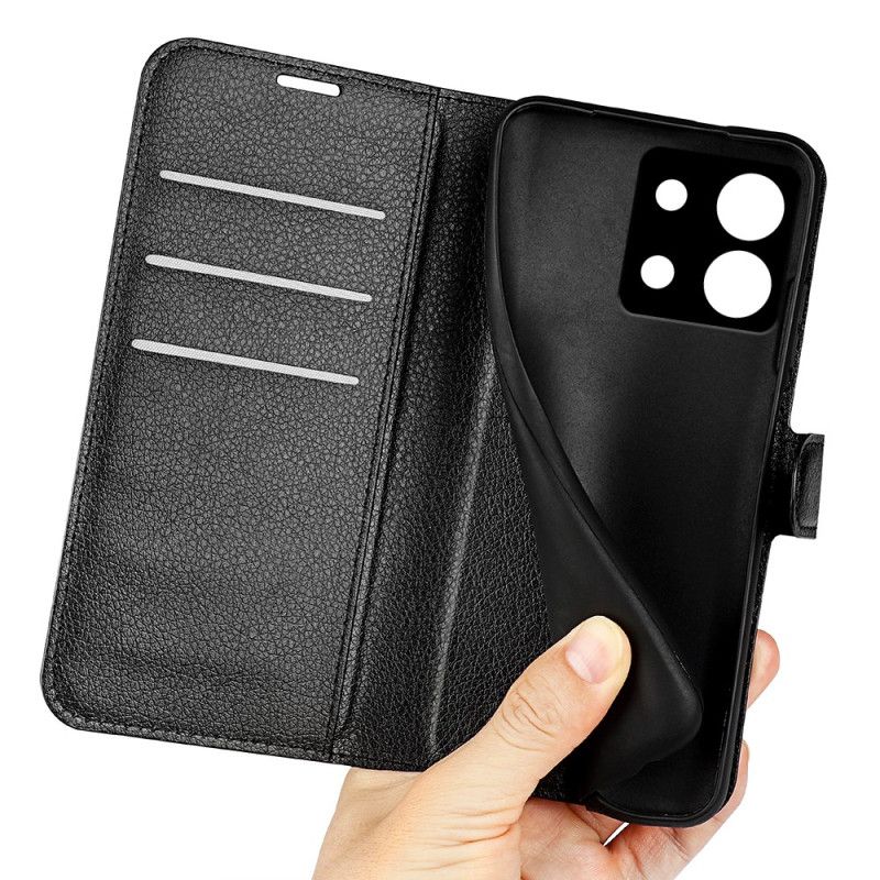 Lærdeksel Folio Deksel Poco X6 5g Mobildeksel Klassisk Litchi Imitert Skinn