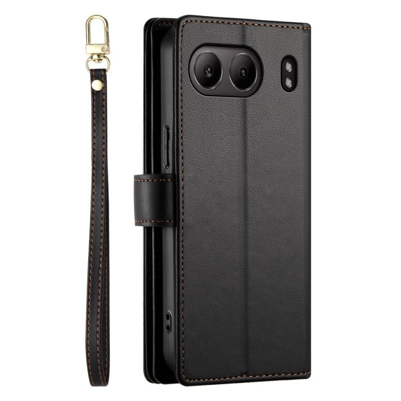 Lærdeksel Folio Deksel Oneplus Nord 4 Lommebok Med Stropp Og Skulderstropp