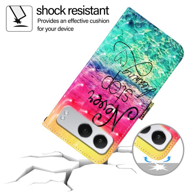 Lærdeksel Folio Deksel Oneplus Nord 4 Mobildeksel Aldri Stopp Drømmer