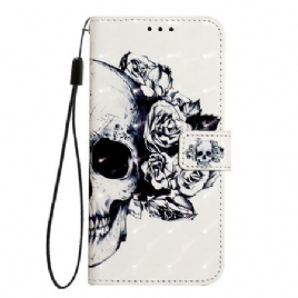 Lærdeksel Folio Deksel Oneplus Nord 4 Mobildeksel Blomsterhodeskalle