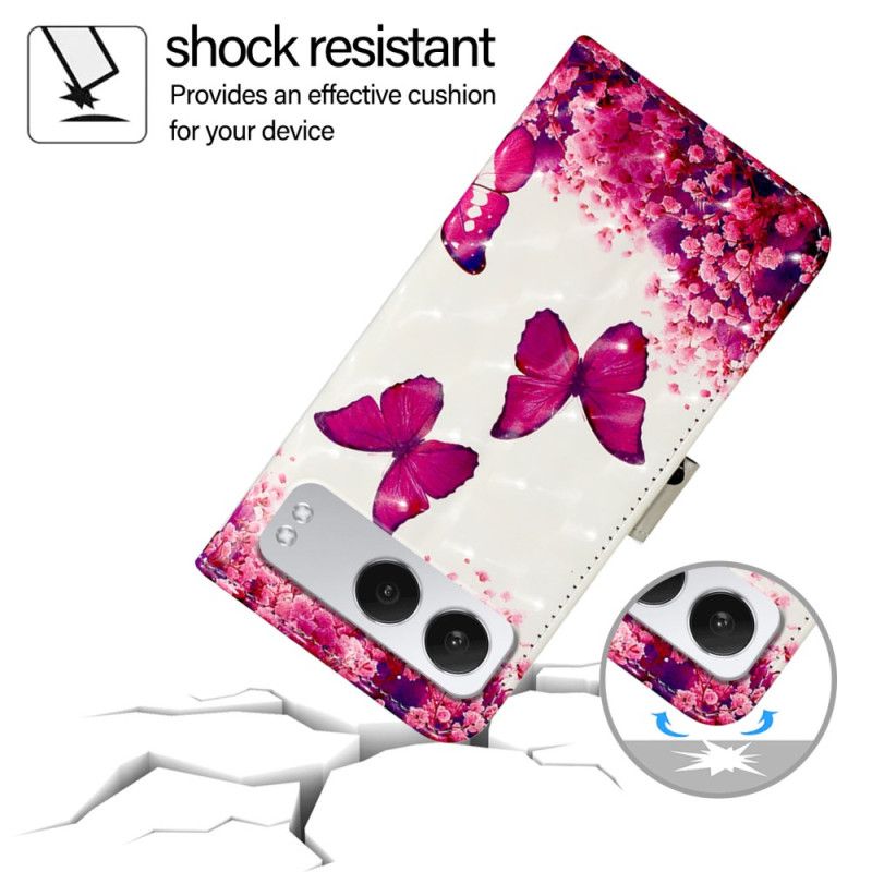 Lærdeksel Folio Deksel Oneplus Nord 4 Mobildeksel Røde Sommerfugler