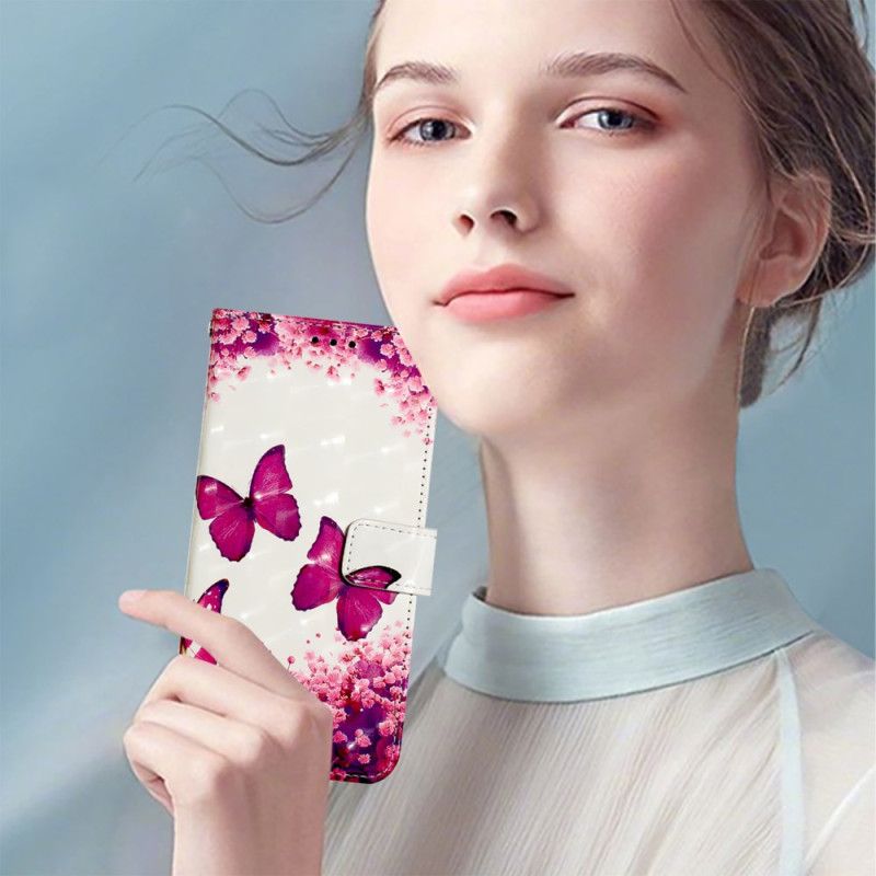 Lærdeksel Folio Deksel Oneplus Nord 4 Mobildeksel Røde Sommerfugler