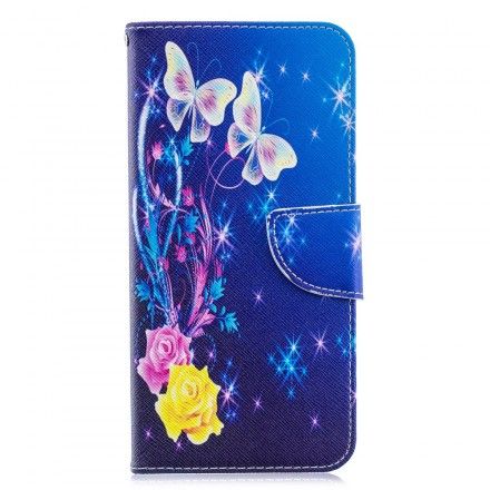 Folio Deksel Til Samsung Galaxy A70 Gylne Sommerfugler