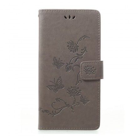 Lærdeksel Til Samsung Galaxy A70 Med Kjede Thong Sommerfugler Og Blomster