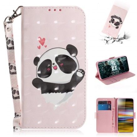 Folio Deksel Til Sony Xperia 10 Plus Med Kjede Panda Love Med Stropp