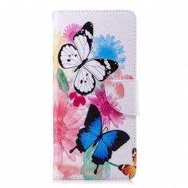 Folio Deksel Til Samsung Galaxy Note 9 Malede Sommerfugler Og Blomster