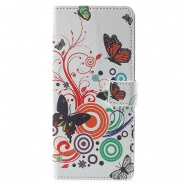 Folio Deksel Til Samsung Galaxy Note 9 Sommerfugler Og Blomster