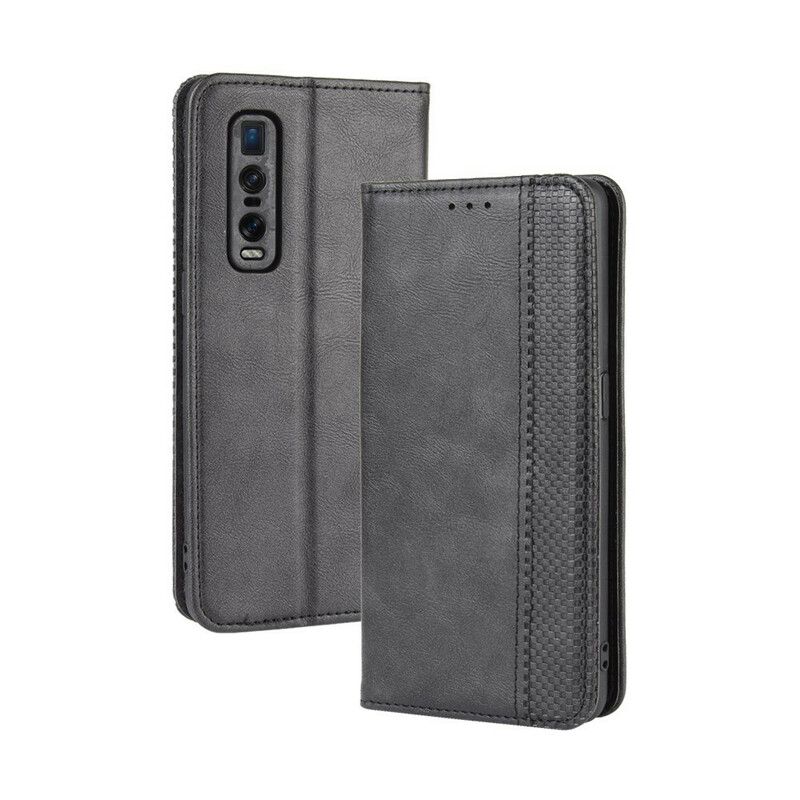 Beskyttelse Deksel Til Oppo Find X2 Pro Folio Deksel Stylet Vintage Skinneffekt
