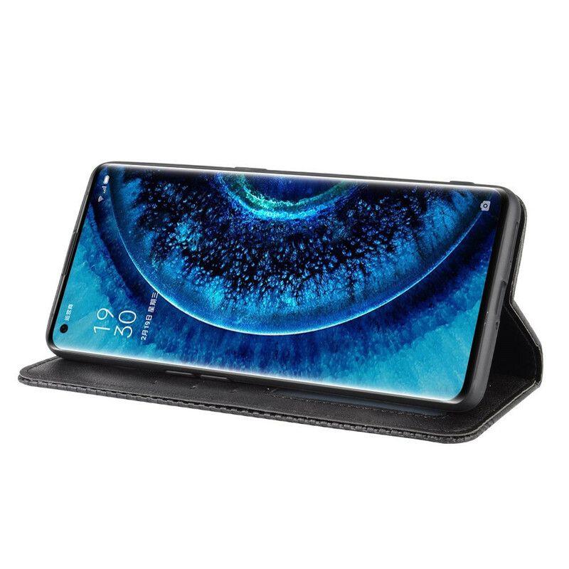 Beskyttelse Deksel Til Oppo Find X2 Pro Folio Deksel Stylet Vintage Skinneffekt