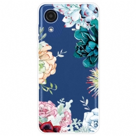 Deksel Til Samsung Galaxy A03 Core Akvarell Blå Blomster Sømløs