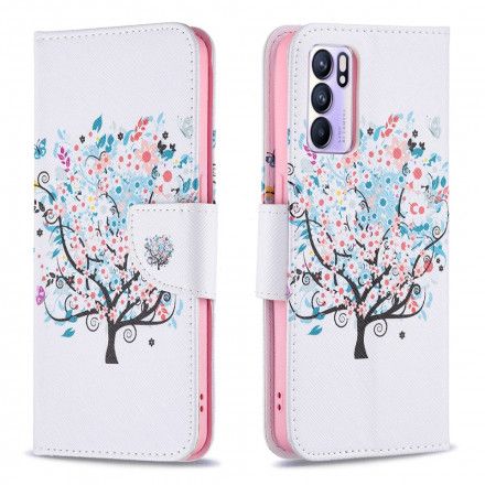 Folio Deksel Til Oppo Reno 6 5G Blomstret Tre
